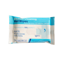 75% alcohol cleaning wet wipes 10pcs/bag high quality wipes with competitive price